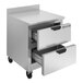 A Beverage-Air worktop refrigerator with two drawers on wheels.