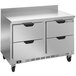 A stainless steel Beverage-Air worktop refrigerator with drawers.