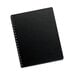 A close up of a black Fellowes binding presentation cover with square corners.