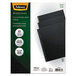 A pack of 25 Fellowes black business binding covers with square corners.