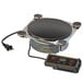 A black and silver circular Cal-Mil magnetic induction chafer attachment with a black cord.