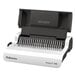 A white Fellowes Pulsar E 300 electric comb binding machine.