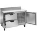 A stainless steel Beverage-Air worktop refrigerator with 1 door and 2 drawers.