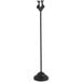 An American Metalcraft black metal harp card holder with a black weighted base.