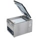 A Hamilton Beach PrimaVac 254 chamber vacuum sealer with the lid open on a counter.