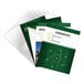 A close-up of a Fellowes PET clear binding cover on a set of green chemistry books.