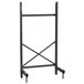 A black metal frame for a Metro SmartLever shelving unit with two legs.