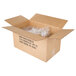 A white and blue cardboard box of Little Barn Noodles Homemade Pot Pie Squares with plastic bags inside.