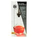 An American Metalcraft diamond glass bitters bottle filled with red liquid.