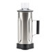 A close-up of a silver Hamilton Beach stainless steel container for a food blender.