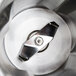 A close-up of a stainless steel Hamilton Beach blender jar.