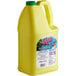 A yellow plastic jug with a label containing Viva soybean and olive oil blend.