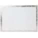 A white rectangular Enjay cake board with a silver border.