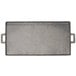 A rectangular metal FMP cast iron griddle and grill pan with handles.
