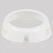 A white circular plastic Tablecraft salad dressing dispenser collar with beige lettering.