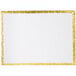 A white rectangular paper board with a gold border.