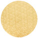 A white background with a circular gold Enjay cake drum with a floral pattern.