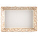 A rectangular white melamine tray with a gold and brown design.