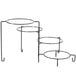 A black metal Tablecraft display stand with three round objects.