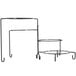 a black metal stand with three round objects