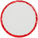 A red round cake drum with a red rim.