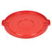 A red plastic lid with handles for a Continental 32 gallon trash can.