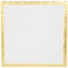 A white square cake drum with a gold border.