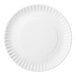 A white Choice paper plate with a ruffled edge.