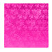 A white square cake drum with a pink surface and leaves on it.