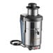 A stainless steel Robot Coupe J100 juicer with continuous pulp ejection and a power cord.
