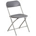 A Flash Furniture grey plastic folding chair with a metal frame.