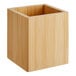 An American Metalcraft bamboo wood utensil caddy with a lid on a white background.