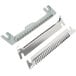 A group of metal objects including a Matfer Bourgeat Composite Mandoline and two interchangeable blades.