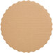 A brown scalloped circular Enjay cake board.