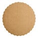 A brown circular Enjay cake circle with scalloped edges.