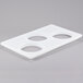 A white plastic tray with two circles in it.