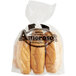 A clear plastic bag of Amoroso's sliced hoagie rolls.