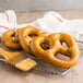Big Apple Pretzels on a wire rack.