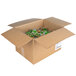 A cardboard box with a package of Burry Foods Homestyle Seasoned Croutons inside.
