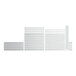 A white rectangular metal shelving unit with 5 vented shelves and metal rods.