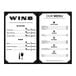 A customizable leather-like menu cover with a black and white design featuring wine glasses and bottles on the cover.