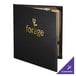 A black leather-like Menu Solutions Chadwick menu cover with gold text.