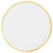 A white circle with gold trim.