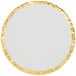 A white circle with gold foil.