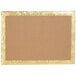 A brown cardboard 1/4 sheet cake board with a gold border.