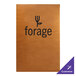 A brown leather-like Menu Solutions booklet cover with black text.