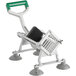 A Garde heavy-duty French fry cutter with a green handle and suction cup feet.