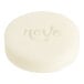 A white round Noble Eco Novo Terra soap bar with text on it.