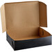 A black Enjay half sheet cake bakery box with a brown lid.