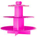 An Enjay pink three tiered cupcake treat stand with a heart on it.